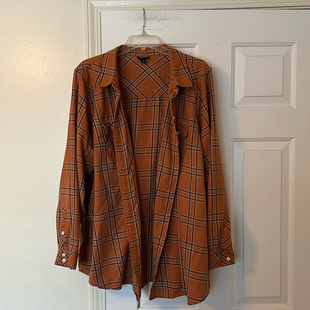 Rust orange plaid Torrid Button down top